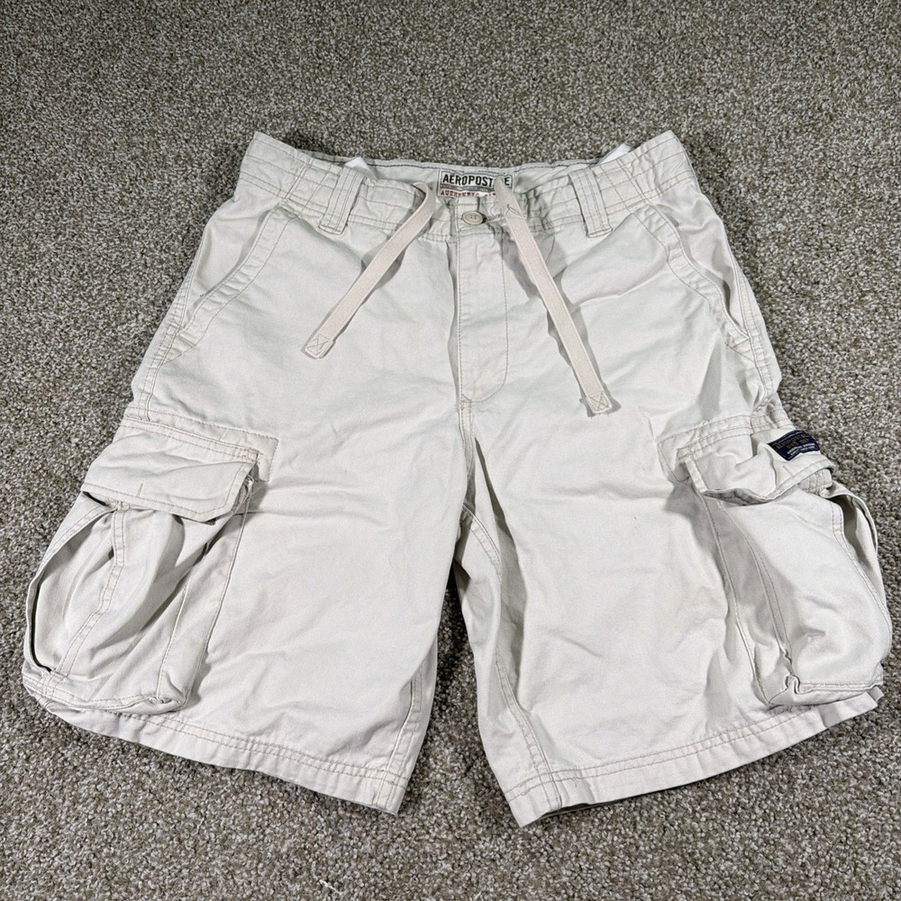 Y2k Aeropostale Cargo Shorts Canvas Size 34 Waist Vintage Essentials Beige